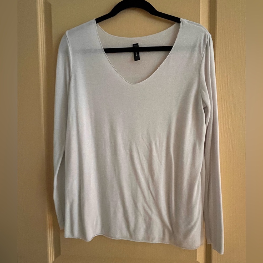 Women's White V-Neck Top
